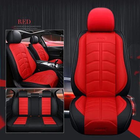 Новые спортивные чехлы для автомобильных сидений из искусственной кожи для Audi все модели a3 a8 a4 b7 b8 b9 q7 q5 a6 c7 a5 q3 автомобильные аксессуары для укладки - Название цвета: Red  no polliw