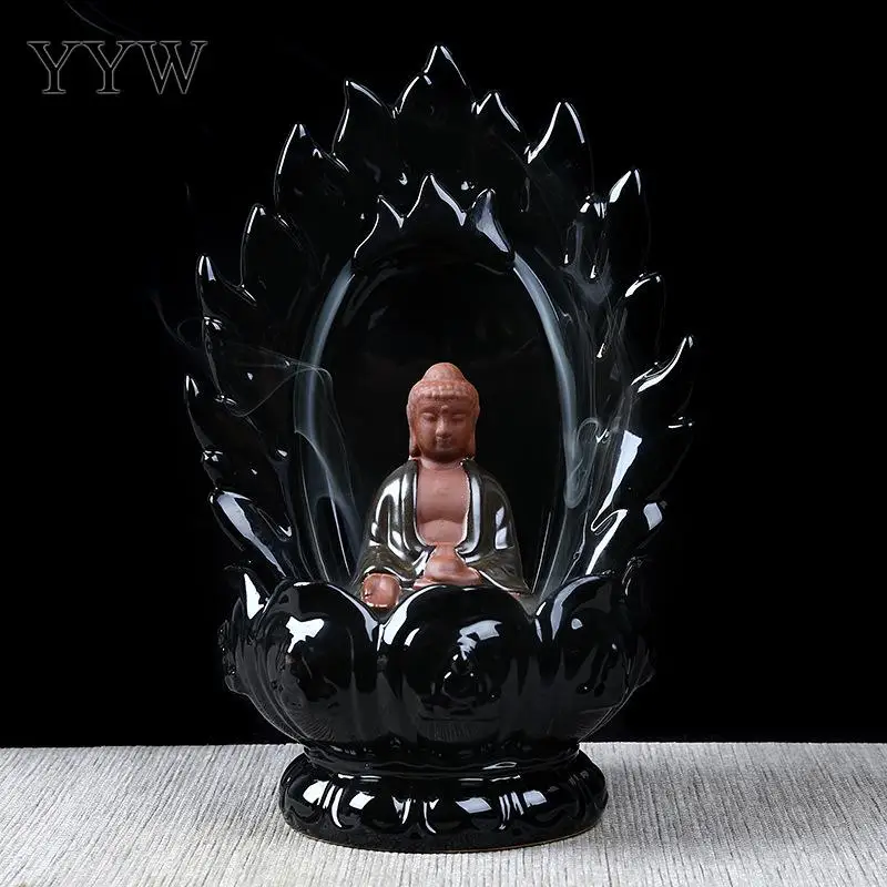 Lotus Buddha Incense Burner Backflow Incense Cone Holder Oud Incenso Aroma Burner Smoke Waterfall Censer Aromatherapy Home Decor