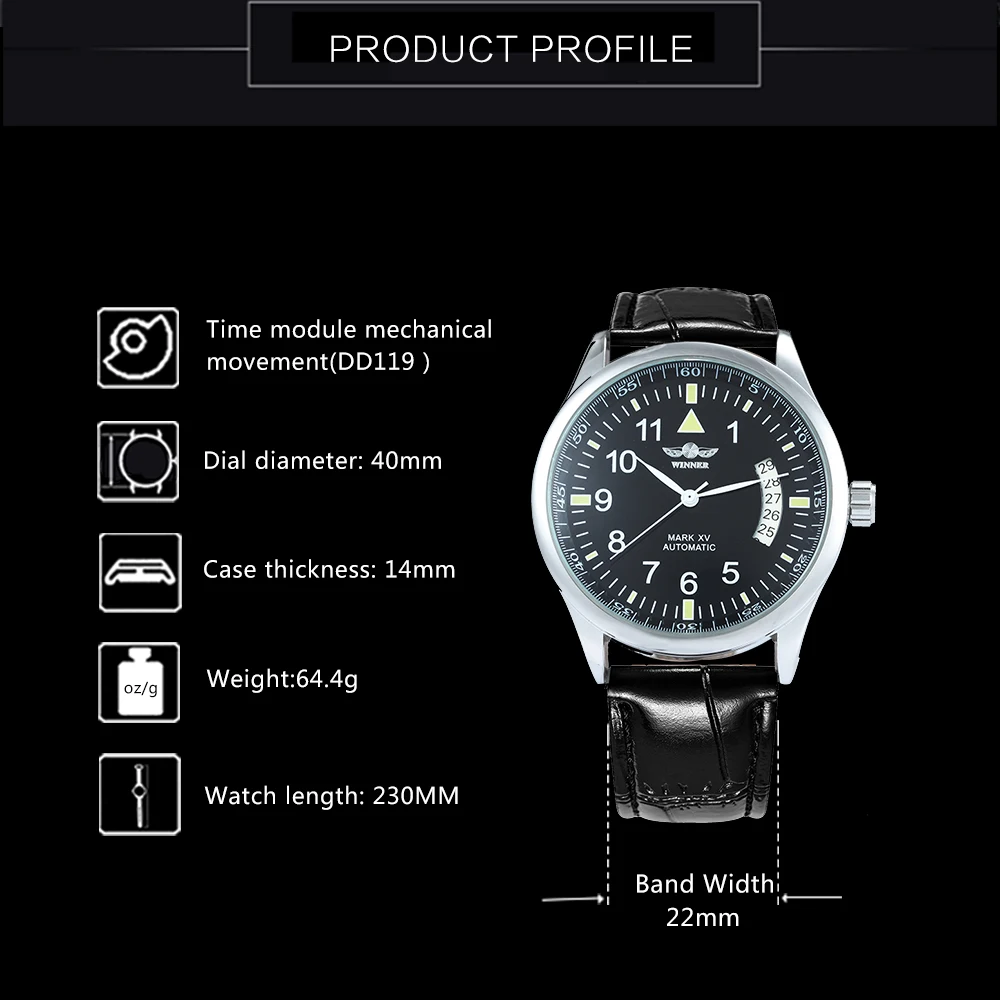 Relogio Masculino Winner Brand New Men's Automatic Mechanical Watches Leather Strap Watch Fashion Sports Men luxury Wristwatches