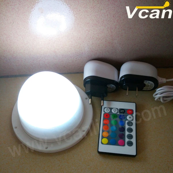 

6PCS DHL Free Shipping Waterproof IP68 Lithium Battery Operated Wireless RGB Led lighting module