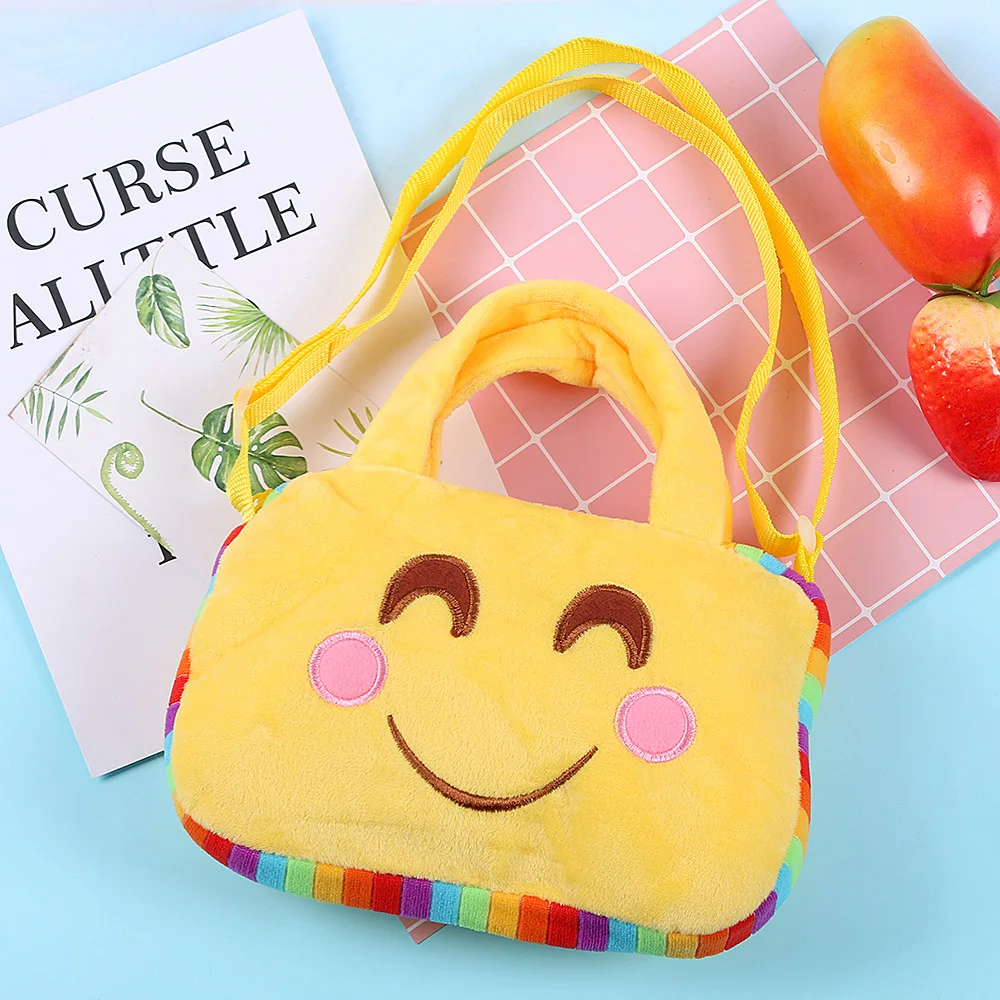 

Emoji Face Expression Plush Toys Bags Cute Kids Schoolbag Yellow Purple Crossbody Bag Girls Boys Children's Backpack Schoolbag