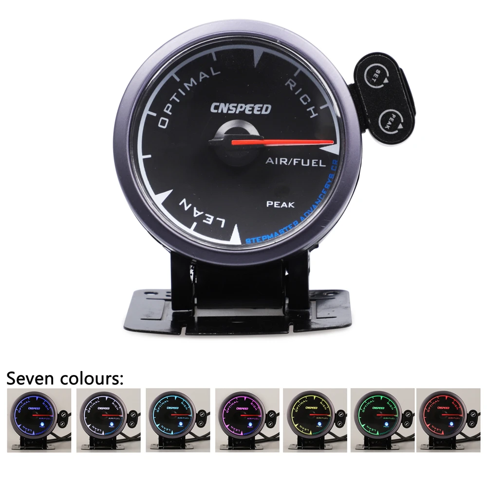 

CNSPEED Shark pin 7 Colors LED 12V Auto Air Fuel Ratio AFR Gauge Meter Black Face For Honda Auto Gauge Car Meter POD Universal