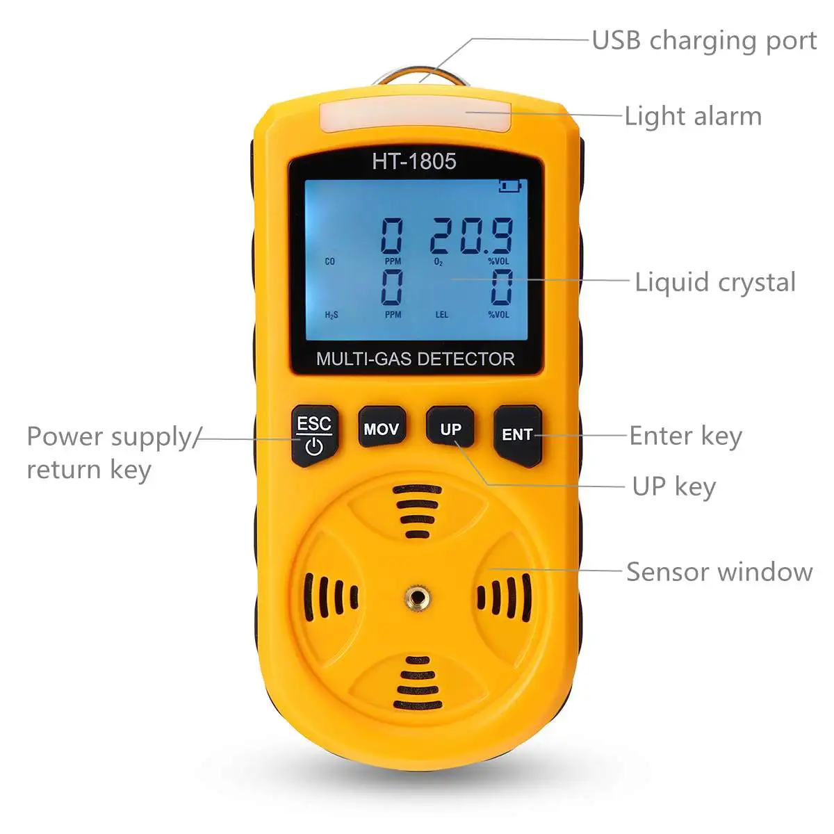 

4 In 1 Harmful Gas Detector O2 CO H2S LEL Monitor LCD Digital Analyzer Tester Warning High Sensitive oxygen Carbon Monoxide Alar