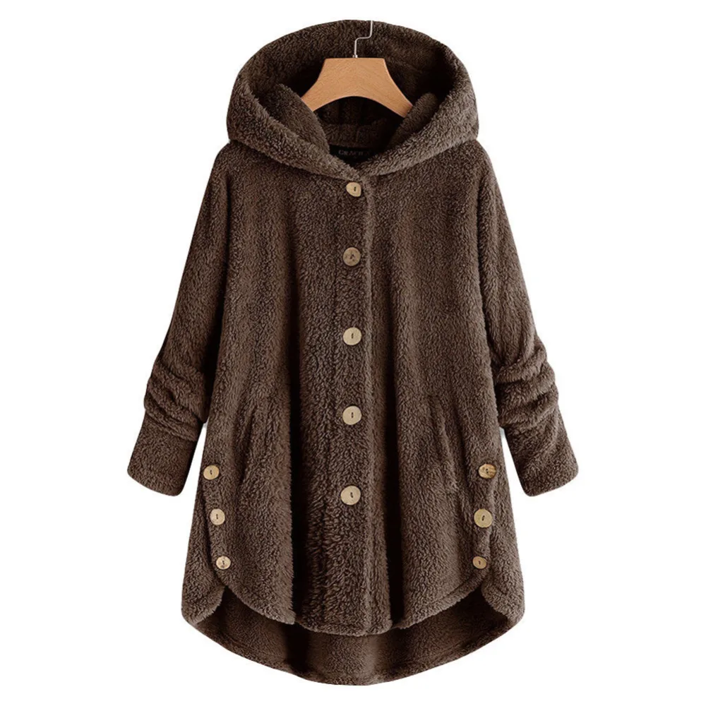 YJSFG, домашние женские куртки из искусственного меха, зимние теплые пушистые пальто, пальто, куртки на пуговицах, повседневные топы размера плюс, верхняя одежда, свободные пальто