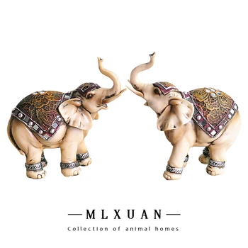 

2PC/Set Resin Handmade Lucky Elephant Home Decoration Living Room Feng Shui Wine Cabinet Porch Furnishings Gift