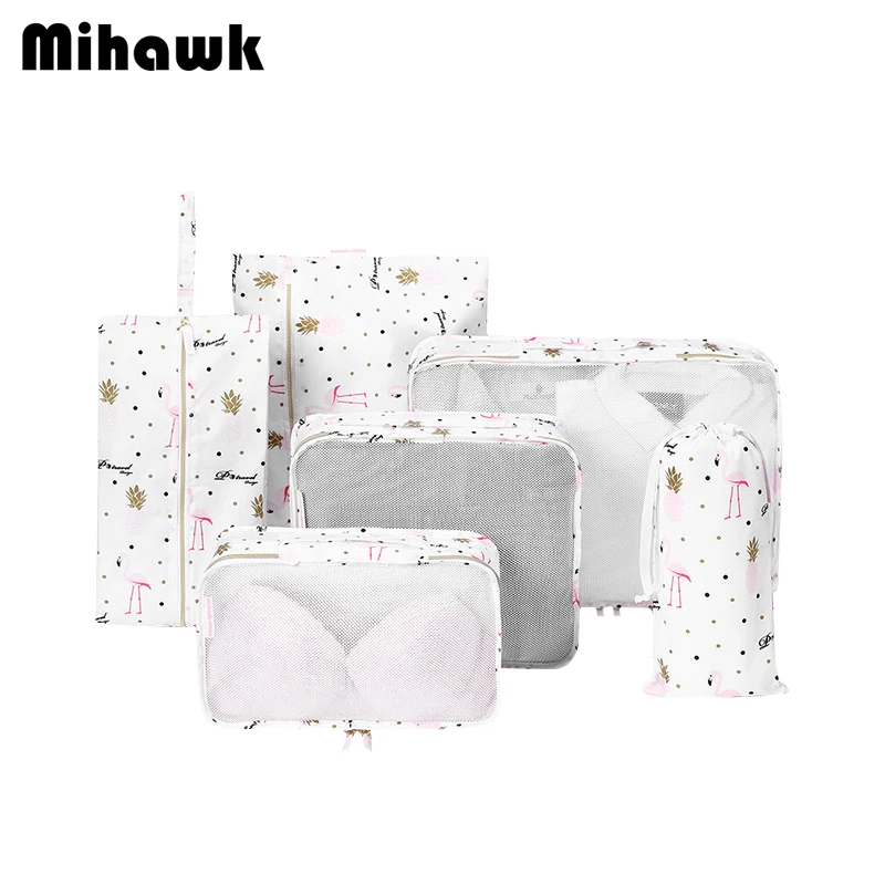 

Mihawk 6 Pcs/Set Flamingo pattern Travel Bags Clothes Underwear Shoes Sorting Folding Tote Organizer Zipper Pouch Dust Supplies