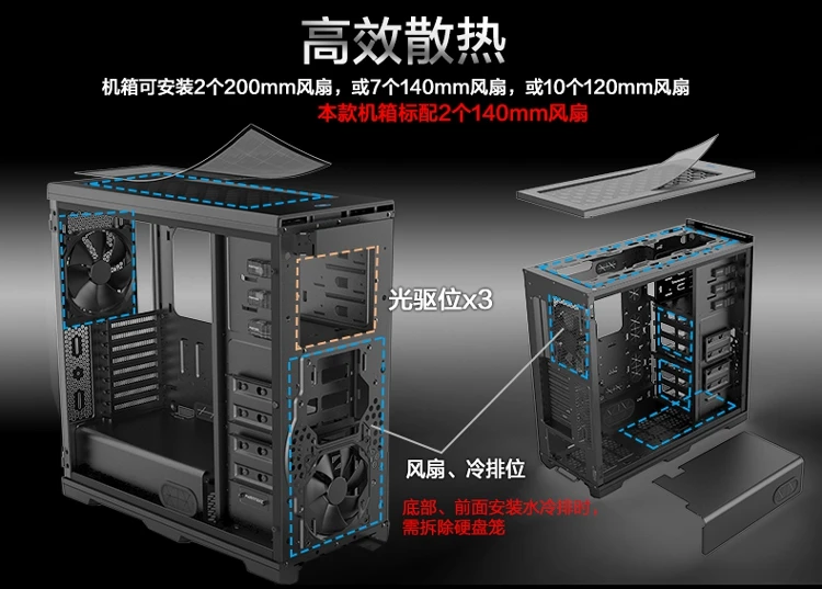 Чехол для компьютера PHANTEKS 614PTG (6x бит жесткого диска/Поддержка двойной материнской платы/2 вентилятор RGB)