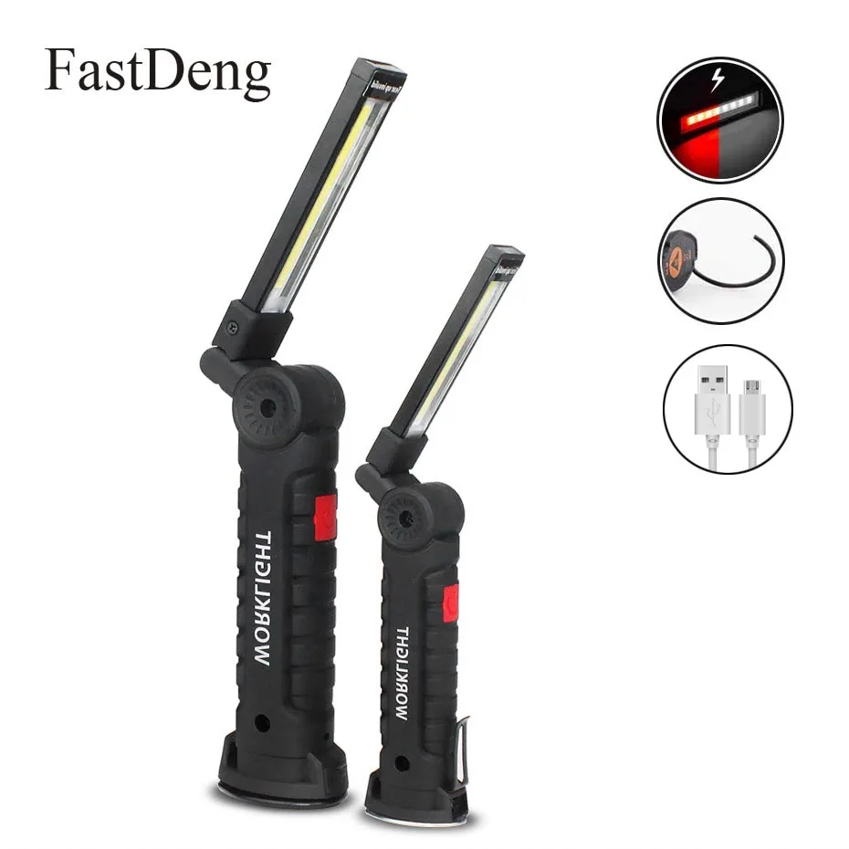 

Portable COB Flashlight Torch USB Rechargeable Led Work Inspection Light 5-Mode Magnetic Outdoor Camping Hanging Hook Lamp