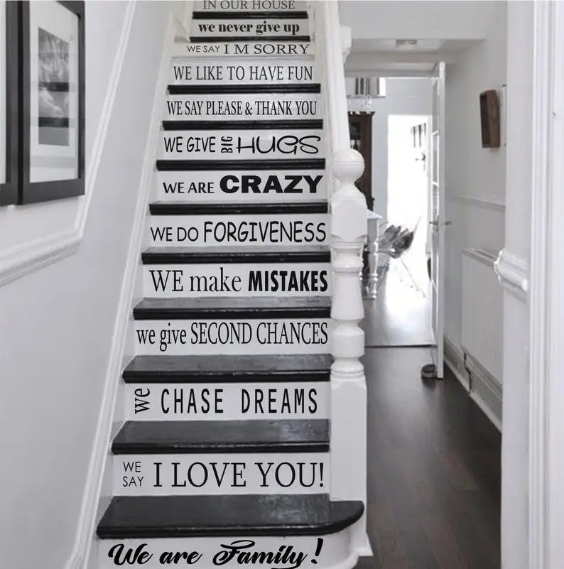 

Drop Shipping Text Stairs Self Adhesive Vinyl Wallpaper For Living Room Waterproof Children Room Wall Art Decal adesivi murali