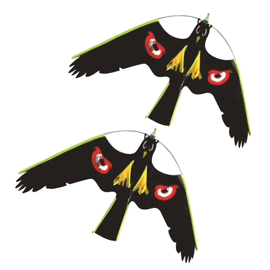 2x #3 Large Hawk Kite Scarecrow Decoy Bird Scarer Deterrent Protect Farmers Crops Outdoor Kids Toys Black Kites Windsock