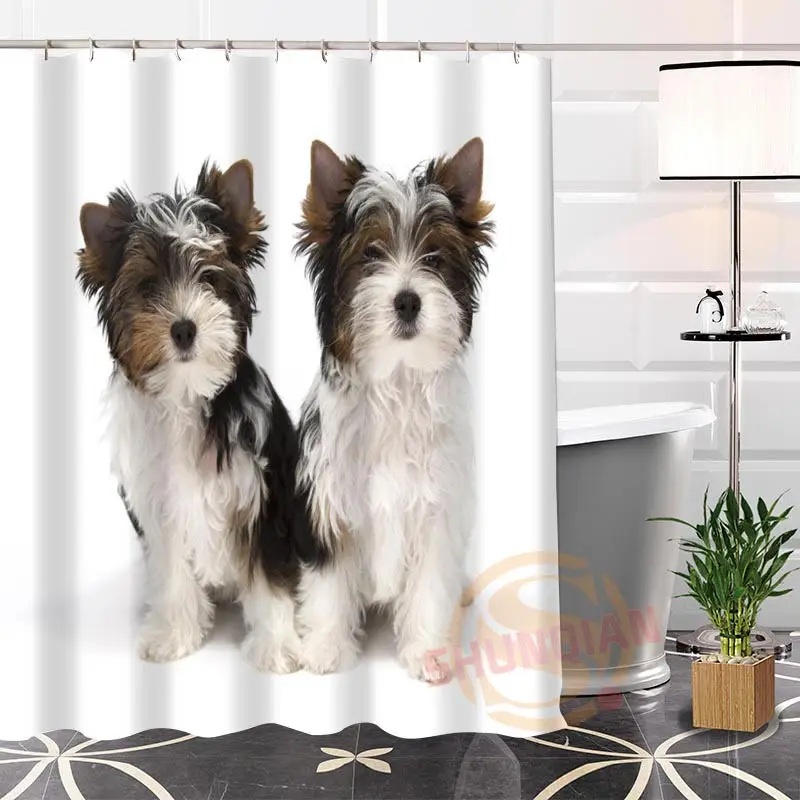 Hot Sale Modern Fashion Custom Yorkshire Terrier@1 Fabric 100% Polyester Shower Curtain bathroom Waterproof H0223-108 | Дом и сад