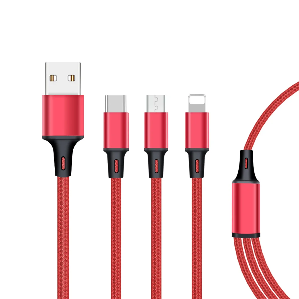 3 в 1 USB кабель для iPhone XS X 8 7 6 зарядное устройство Micro USB кабель для Android USB TypeC кабели для Samsung S9 Xiaomi