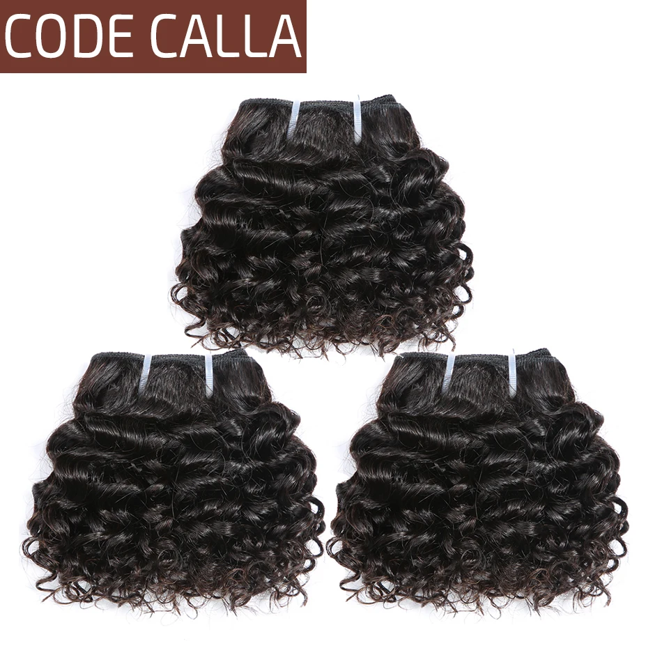 Code Calla Pre-Colored Indian Raw Virgin Human Hair Bundles Kinky Curly 6PCS Can Make A Wig Kid's Hairstyle for Little Girl