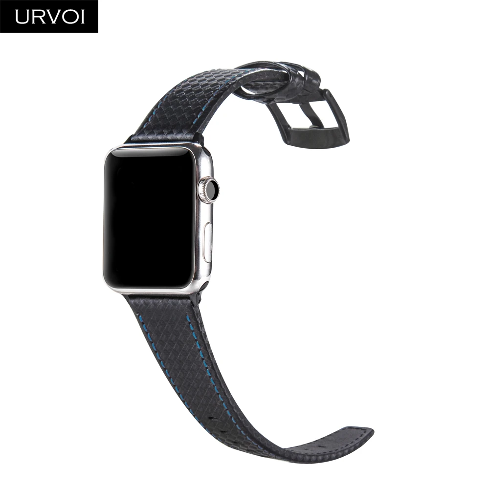 URVOI ремешок для apple watch series 4 3 2 1 кожаный iwatch из нержавеющей стали черная Пряжка
