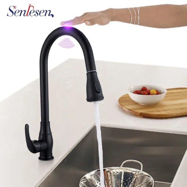 Best Price Senselen Sensor Kitchen Faucet Automatic Sensitive Smart Touch Single Handle Deck Mount Mixer Taps Pull Out Spray Kitchen Tap