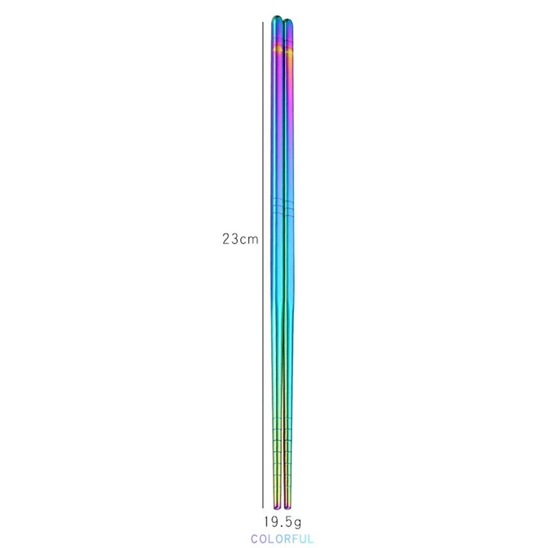 Stainless Steel Chopsticks Series-Reusable Multicolor Lightweight 304 Stainless Steel Chopsticks Metal Chopsticks 5 Pairs Gift