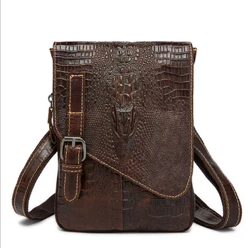 

The first layer of cow leather crocodile pattern men's shoulder bag messenger bag casual bags Genuine leather men bag