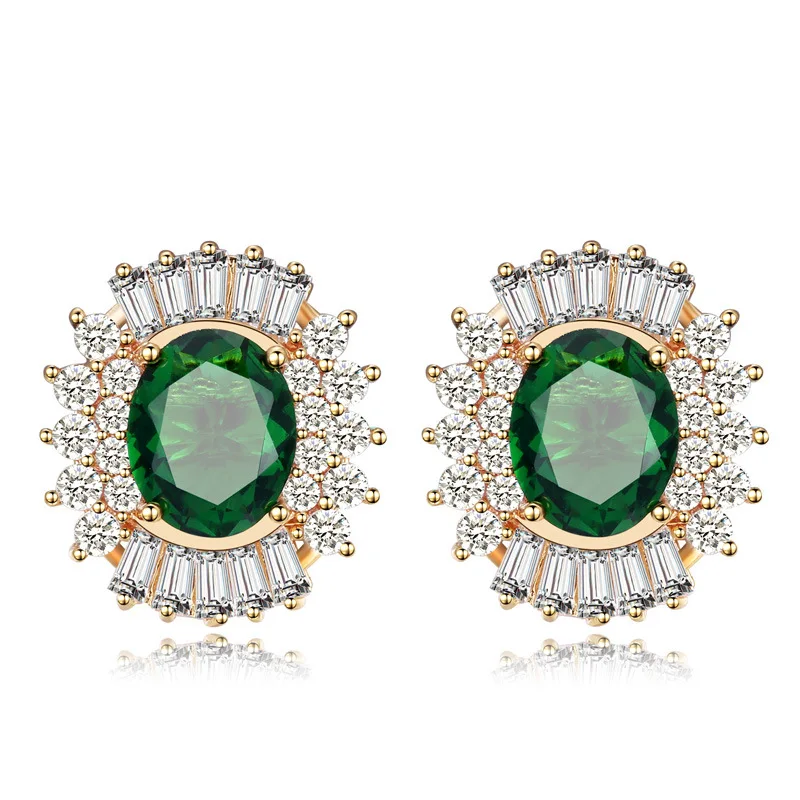 

Austrian Crystal Ms. Earrings Plated Genuine Sterling Silver Gold Zircon Stud Earrings Luxury Accessories