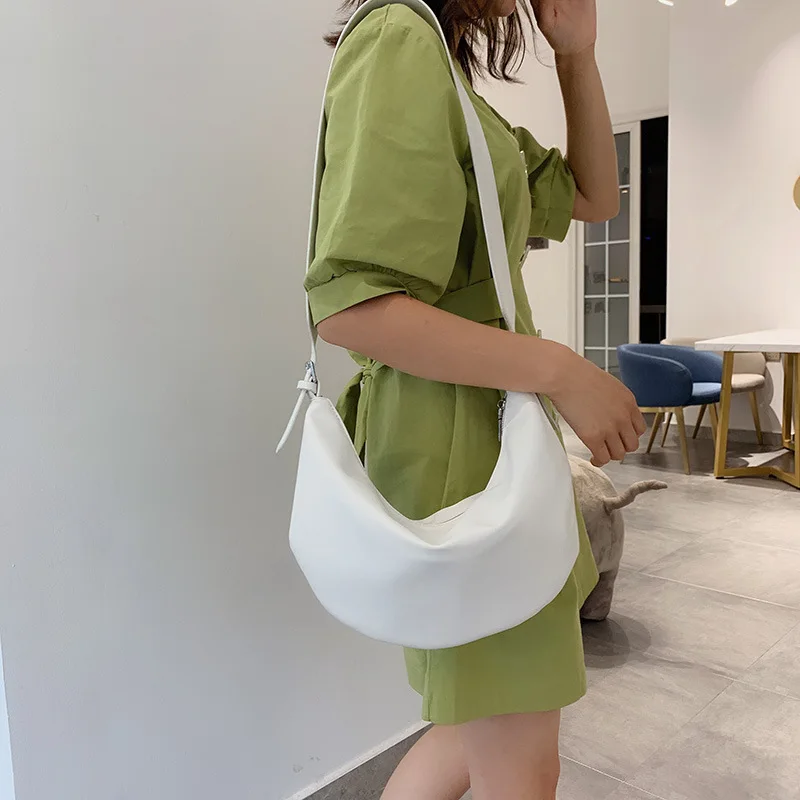 Beste Brede band Vrouwen schoudertassen PU leer Eenvoudige Designer zwervers zakken voor vrouwelijke Crossbody Tassen Casual bolsas feminina black