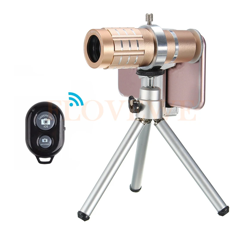 

Bluetooth Shutter HD 12x Zoom Telephoto Lentes Telescope Camera Lenses For iPhone 4 5C 5S SE 6 6S 7 Cell Phone Lens Tripod Clip