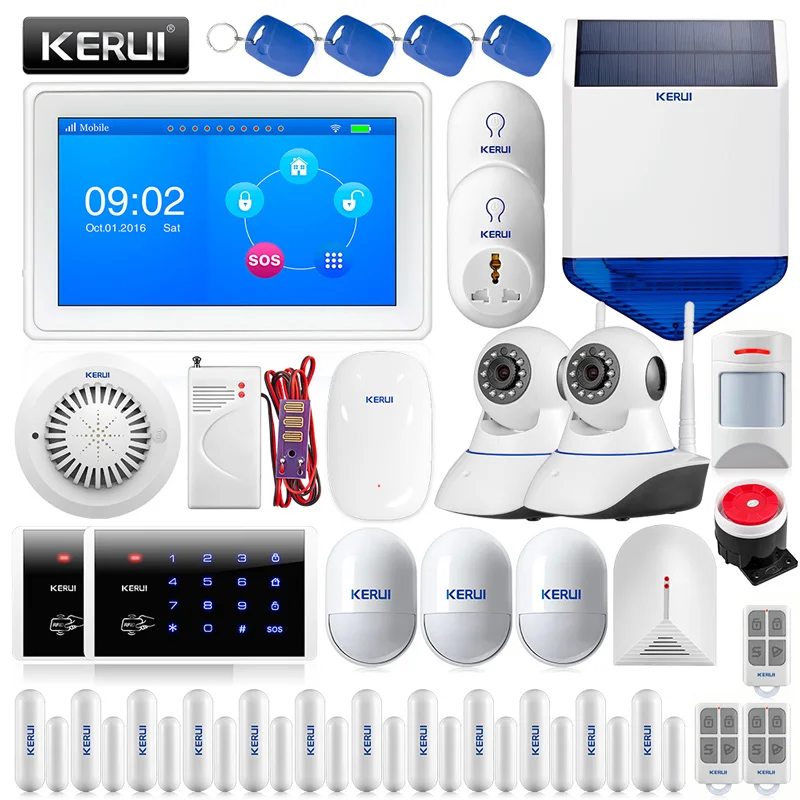 KERUI K7 Color Display Touch Screen WiFi GSM Multiple Pattern Burglar Home Security Alarm System Home Protection Kit