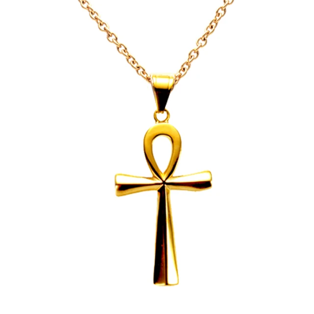 EVERLEAD Egyptian Ankh Cross Pendant Necklace Chain Woman,Gold Color ...