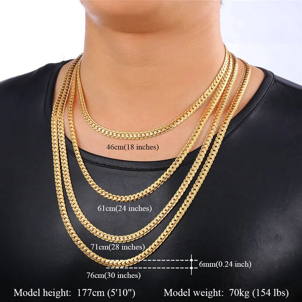 TTVOVO Мужская цепочка Ожерелье для кулона золотого цвета 5 мм-6 мм ширина кубинская бордюр змейка Фигаро звено цепи панк рок хип хоп ювелирные изделия