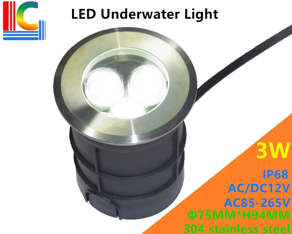

Factory Sales 75MM 3W Outdoor Underwater LED Light 12V AC85-265V Waterproof IP68 Swimming Pool Lights Pond Lamps Fountain Lamp