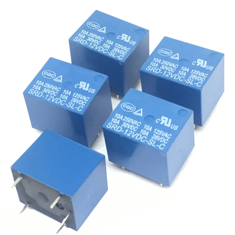 10Pcs 12V DC Power Relay SRD-12VDC-SL-C T73-12V 5Pin PCB Type In stock 2