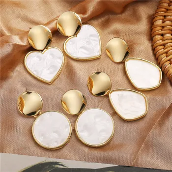 

3 Styles Punk Drop Earrings for Women Acrylic Round Heart Love Pendant Drop Earring Jewelry Gold Geometric Ear Accessories Party