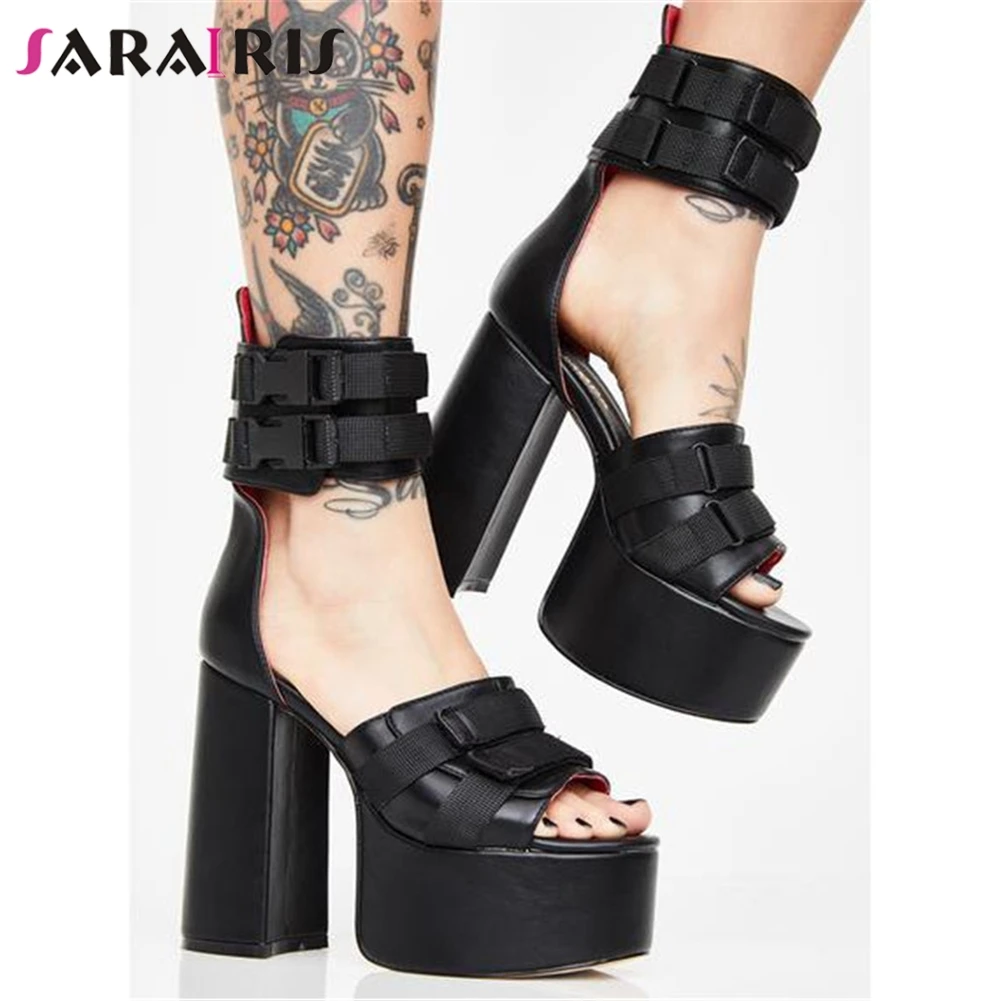 

SARAIRIS New 36-42 Brand Luxury Sandals Women 2019 Summer Party Super High Chunky Heels Evening Sandals Platform Shoes Woman