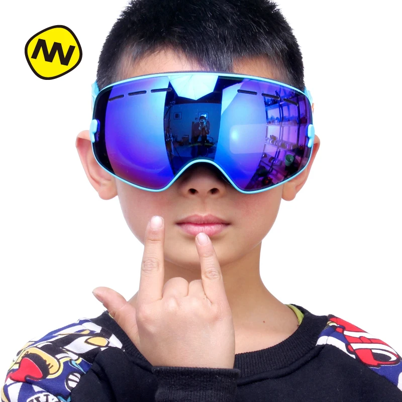 NANDN Parent Children font b Ski b font Goggles Anti Fog UV400 Big Spherical Double Lens