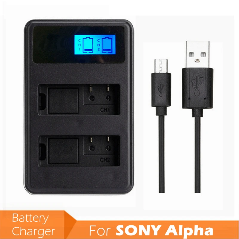 

NPFW50 USB Input LCD Display Digital Camera Battery Dual Charger NP-FW50 NP FW50 for SONY Alpha A7 A7R A7S A5000 A6000 NEX-3