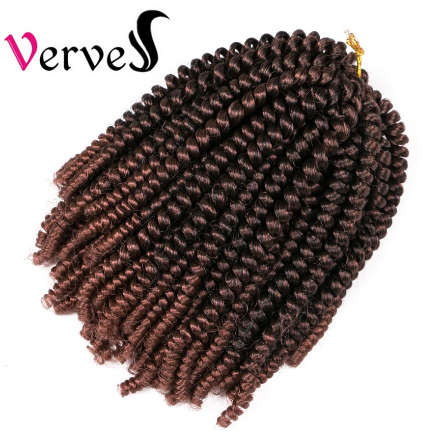 

VERVES Crochet Braids Hair Extensions 3 pack/lot 8 inch,30 strands/pack Synthetic Spring Twist ombre braiding hair twist