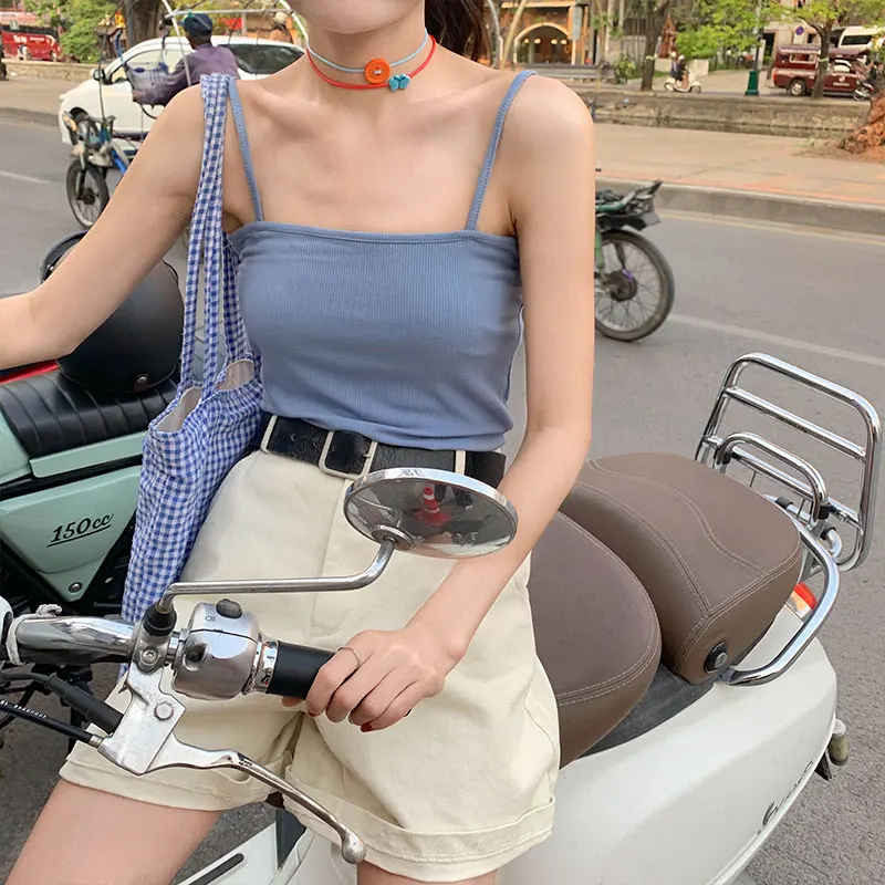 

6 colors Casual strap camisole women Sexy top female Spring and summer streetwear sleeveless thin tops womens (X310)