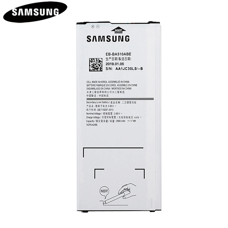 Tanie 100% oryginalna bateria EB BA510ABE EB BA510ABA do Samsung Galaxy A5 2016 edycja A510F A5100 autentyczna bateria 2900mAh
