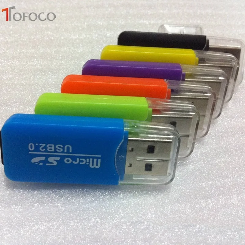 TOFOCO 20 шт./партия высокоскоростной 2,0 Мини Micro SD T-Flash TF M2 USB считыватель карт памяти Пластиковый USB кард-ридер