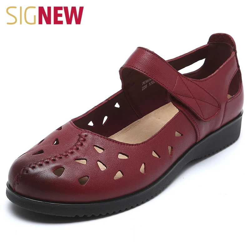 Leather, grandma, sandals, soft bottom, flat bottom, antiskid mother shoes, casual and