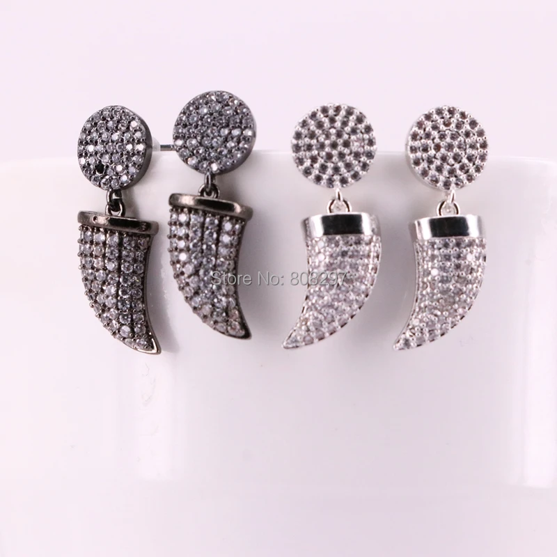 5pair Mix Color Micro Pave Cubic Zirconia Horn Dangle Earring High 5pair Mix Color Micro Pave Cubic Zirconia Horn Dangle Earring High Quality Cz Earrings In Drop From Jewelry Accessories On Aliexpress