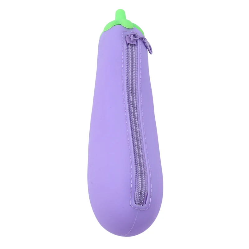 1 шт. модный силиконовый школьный пенал для карандашей, чехол для ручек для девочек, подарок для детей, канцелярские принадлежности, растительная форма, сумка для хранения, новинка, горох - Цвет: Eggplant purple