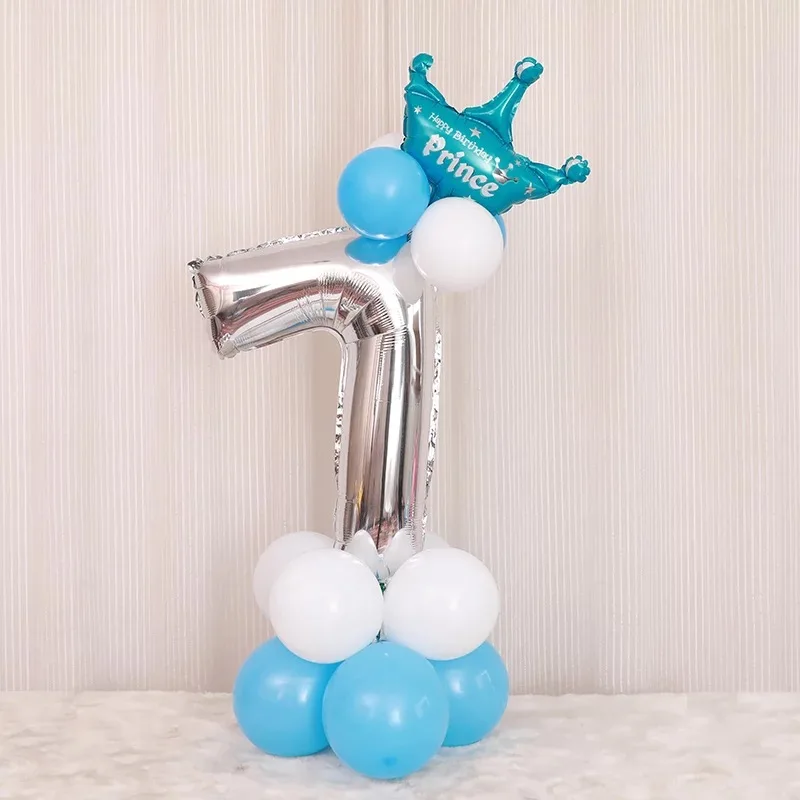 32 дюйма Корона Numeber Алюминий Фольга шар для детского День рождения Baby Shower Anniversaire Украшенные воздушные шары - Цвет: 7