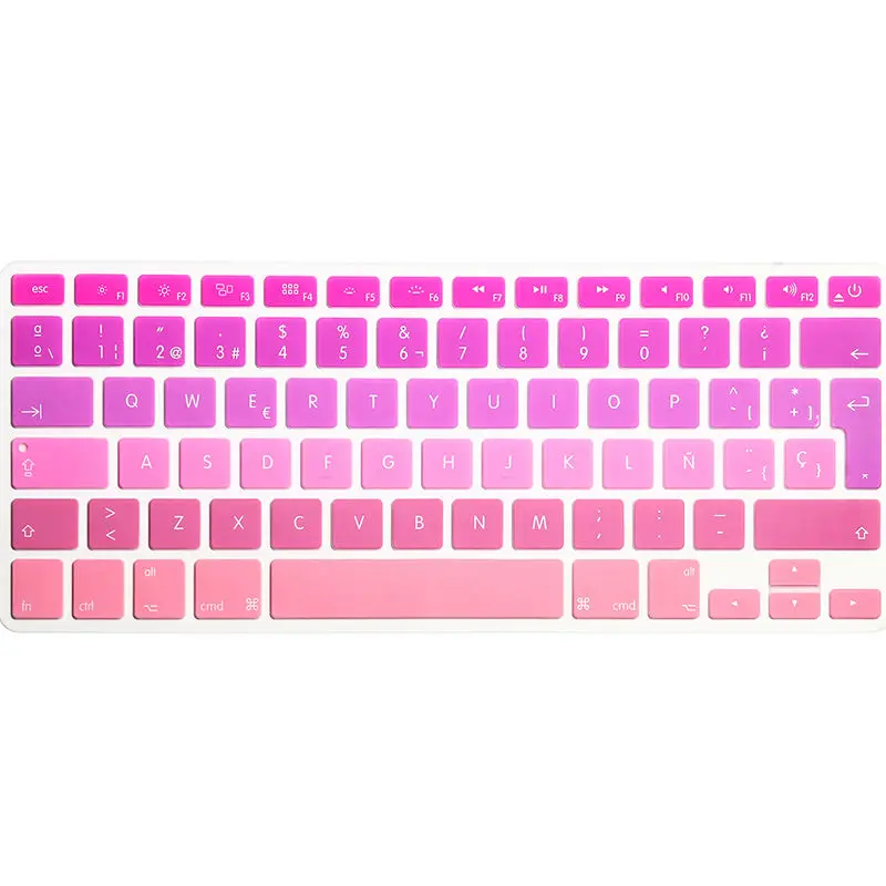 

EU UK Spanish Gradual change color silicon keyboard cover for macbook air 13 keyboard pro 15 retina 17 inch protector