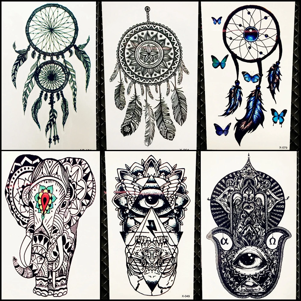 3d Dreamcatcher Tattoo Stickers Tribal Ganesha Women Arm Makeup