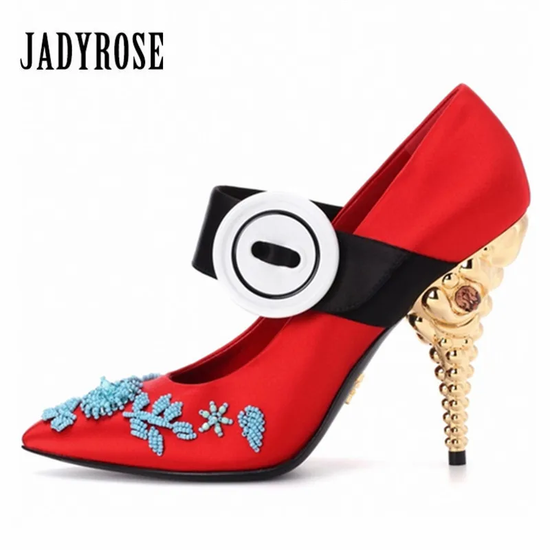Diseño Altos Tacones Mujer Rebordear 2019 Jady Tacón Mary Boda Rosa Bombas rosado rojo Zapatos Vaqueros Negro Seda Sexy Nuevo De Las Vestido Mujeres azul O6AtAwq