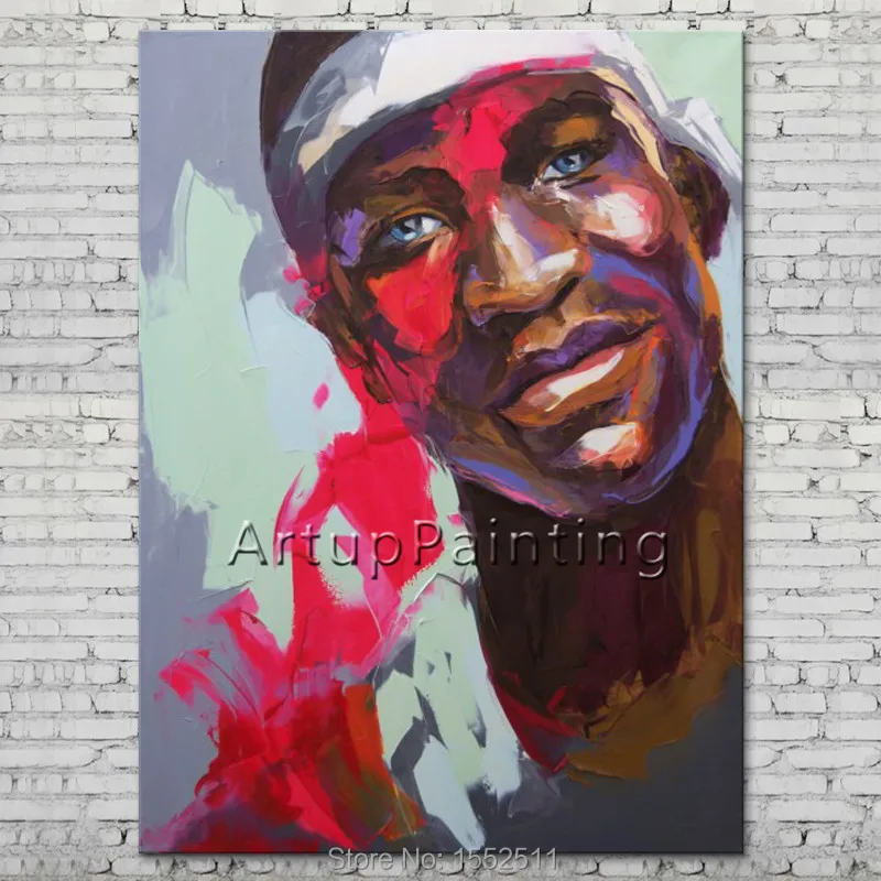 

Palette knife portrait Face Oil painting Character figure canva Hand painted Francoise Nielly wall Art picture for living room10