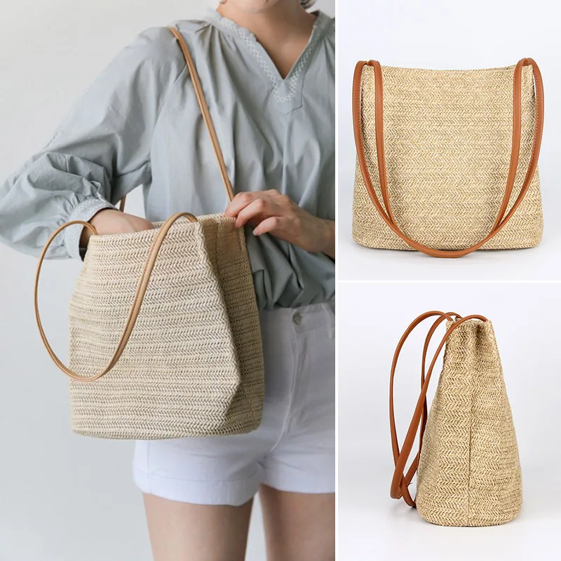 

Casual Handmade Large Capacity Women Shoulder Bags Fashion Shopping Out Door Travel Female Handbags Simple Laptop Lady Beach Bag