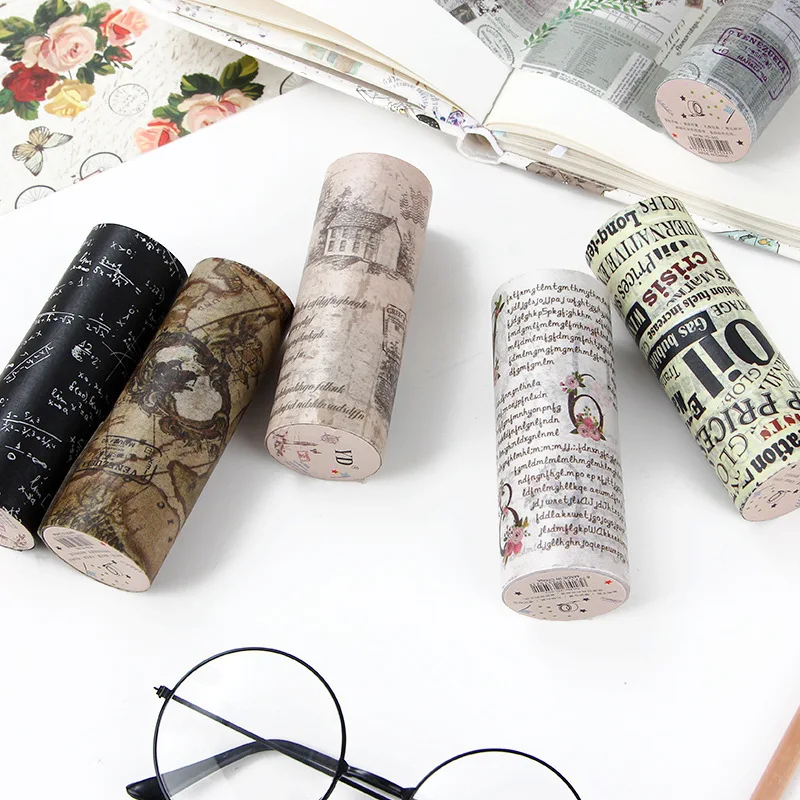 

10 pcs/lot DIY Japanese Paper Decorative Adhesive Tape Postmark retro Washi Tape/Masking Tape Stickers Size 10cm*5m
