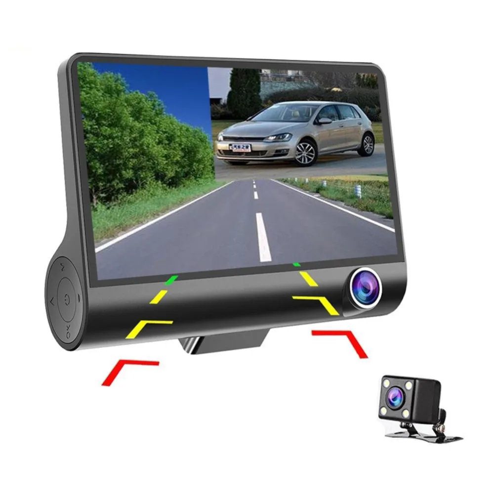 

4" 1080P Three Lens Car DVR Dash Cam Camera Camcorder Logger Night Vision / G-sensor / Motion Detection / Loop Recording 2018