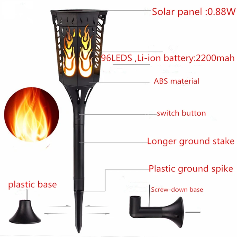 Outdoor Solar LED Dancing Flash Flame Lamps Light Romantic Flicker Effect Torch Lights Indoor LED Fire Light Bulbs Lawn Garden Outdoor Solar LED Dancing Flash Flame Lamps Light Romantic Flicker Effect Torch Lights Indoor LED Fire Light Bulbs Lawn Garden