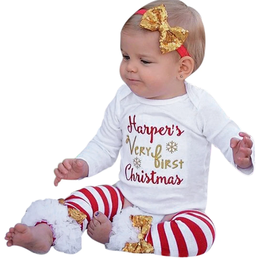 3PCS Infant 0 24 Month Autumn Winter Baby Girls Long Sleeved Christmas